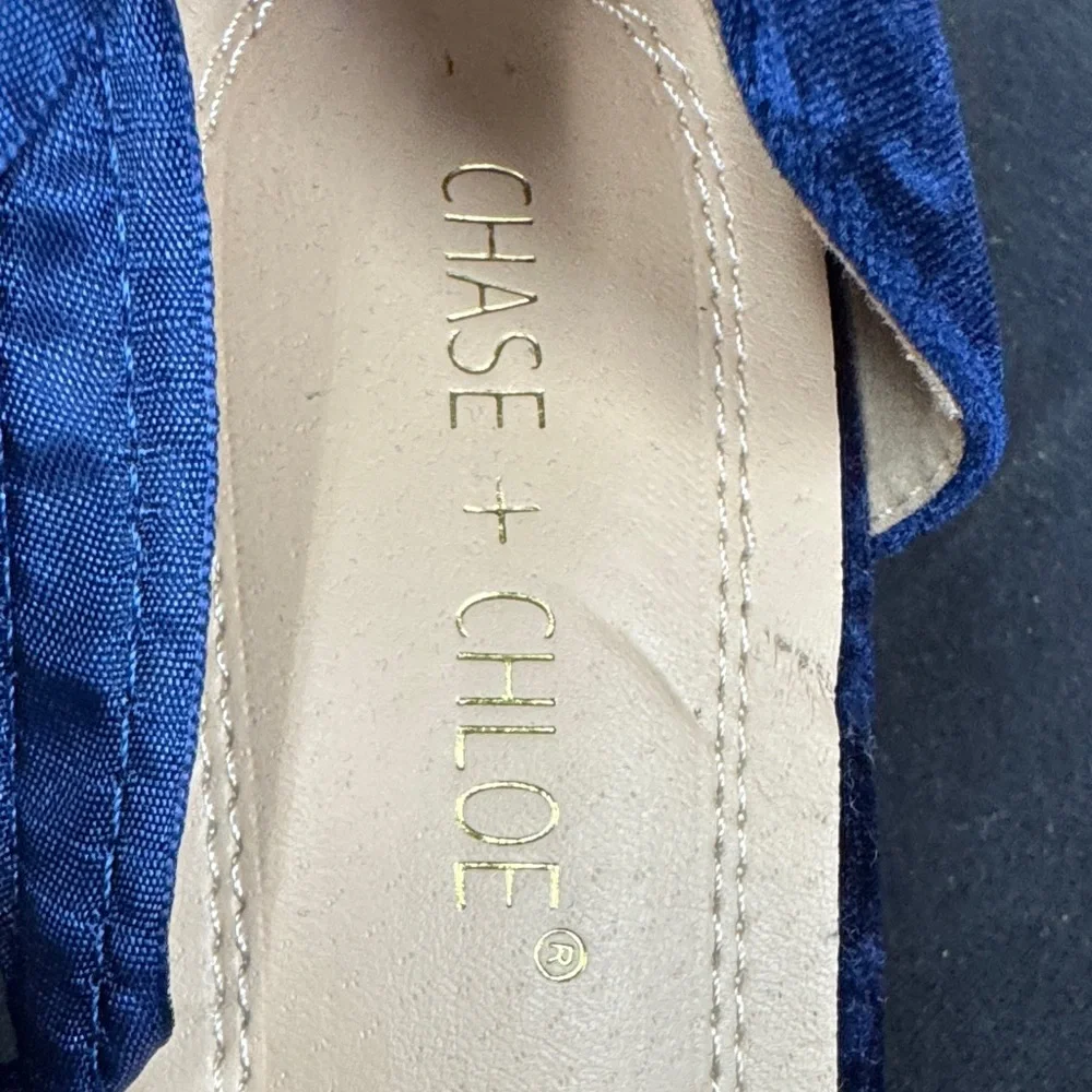Chase + Chloe Royal Blue Velvet Heels - Picture 2 of 3